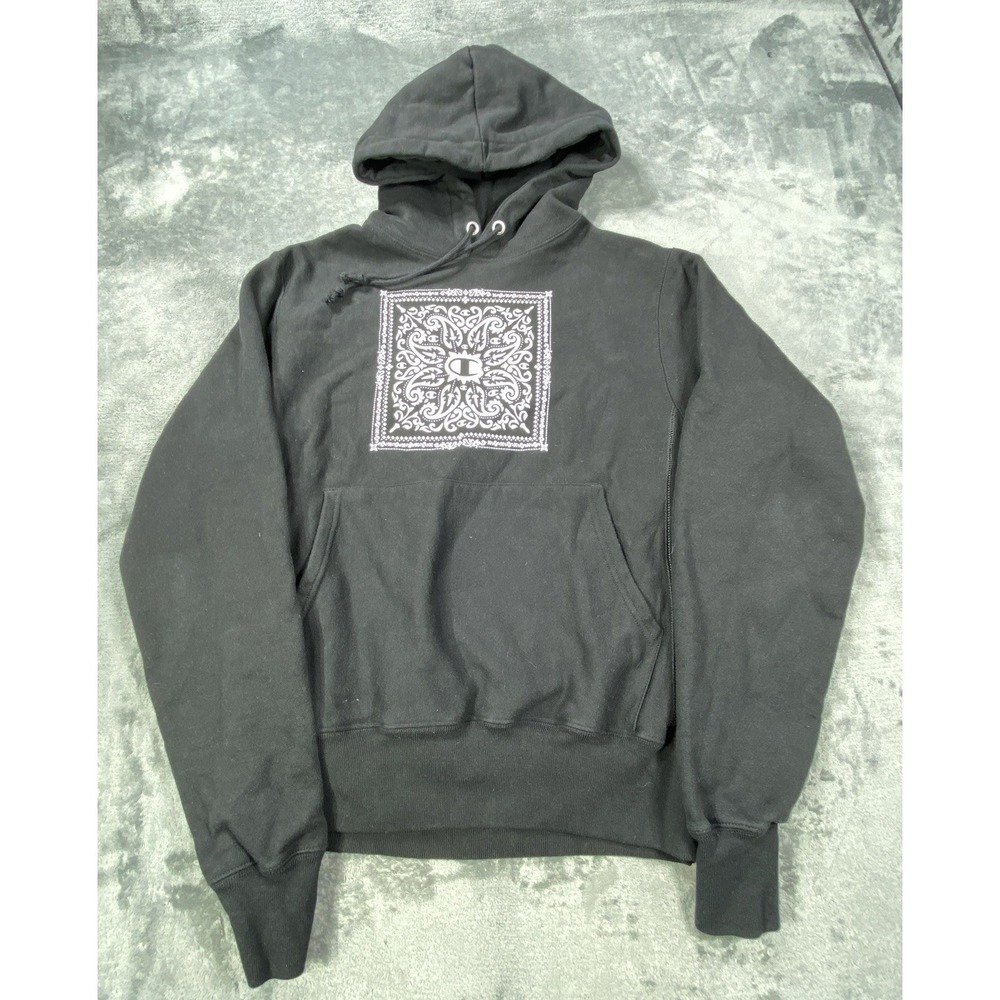 VINTAGE Champion Reverse Weave Hoodie Fleece Men Small Graphic Paisley Fleece